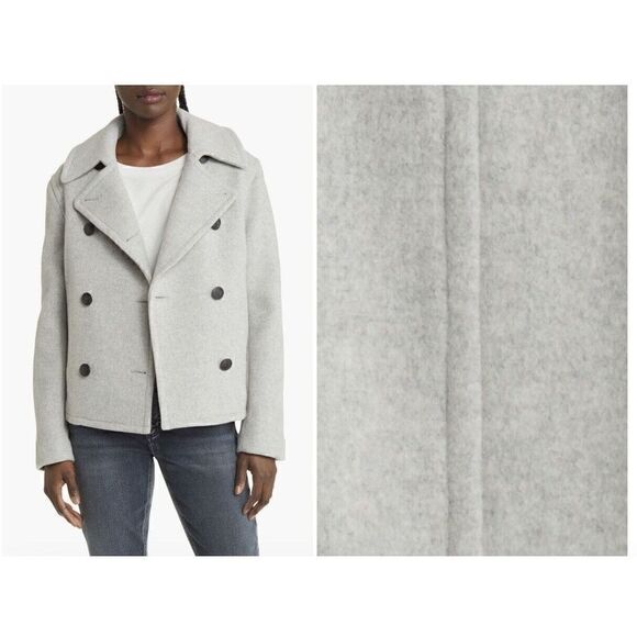New $480 rag & bone Alfie Women's Virgin Wool Blend Peacoat Gray Size Large - Picture 4 of 6